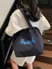 Bolsas para Mulheres Estilo Coreano Nova Bolsa de Ombro de Nylon Estampada com Letras Casual Versátil Leve com Cordão Grande Capacidade Bolsa Tote