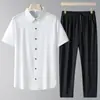 Camisa de Manga Corta de Seda de Hielo de Nuevo Estilo para Verano para Hombres, Camisa sin Costuras para Hombres de Mediana Edad y Mayores, Conjunto de Dos Piezas de Manga Corta de Seda de Hielo para Papá