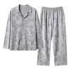 Pijama para hombre de manga larga, tipo algodón, nuevo estilo otoño/invierno, hecho de algodón, se puede usar como ropa exterior, diseño de frente abierto, adecuado para principios de primavera, conjunto de hombre, delgado