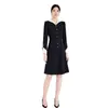 Vestido de costura en blanco y negro Ai Shangchen para mujer 2025 Primavera Nuevo Sentido de Alta Gama Elegante Elegante Ropa de Trabajo Falda OL