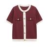 Ropa Europea y Americana Exportación al por Mayor Otoño 2025 Nueva Moda Versátil de Manga Corta Chaqueta Cardigan Tejida Tops para Mujer Tendencia