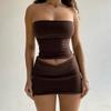 Traje de falda corta entallada sin tirantes informal de moda de verano 2024 para mujer de estilo europeo y americano en stock