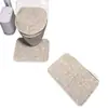 Tapete de Chão para Banheiro de Esponja de Flanela, Conjunto de Três Peças para Vaso Sanitário de Pedrinhas, Tapete de Entrada Absorvente de Água Antiderrapante, Tapete para Pés de Banheiro
