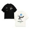 Camiseta de Verano Casual Holgada de Manga Corta con Estampado de Letra y Lema de Marca Americana de Moda para Hombres, Mujeres y Parejas