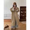 Estilo Novo Primavera e Outono 2026 Petite Outono Profundo Casual Coreano Estilo Hepburn Trench Coat Cáqui para Mulheres