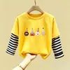 Blusa Patchwork Casual para Menina Roupas de Algodão Puro Infantil Novo Estilo Moda Tendência Manga Longa Primavera e Outono