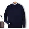 Nuevo Suéter de Lana de Cuello Medio Alto para Otoño e Invierno para Hombre Básico Liso Engrosado Pulóver Color Sólido Holgado Camisa Base de Punto de Negocios
