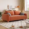 Sofá de tela minimalista estilo crema para sala de estar nórdica, nuevo modelo 2026, sofá recto de dos plazas simple para apartamento pequeño