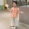 Conjunto de dopamina para niña pequeña, dulce top sin mangas y pantalones antimosquitos, ropa de verano súper linda para niñas, ropa de bebé para salir en verano