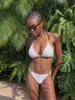 Nuevo traje de baño sexy de dos piezas transfronterizo de AliExpress para mujer, estilo europeo y americano, conjunto de tres piezas con tirantes, bikini