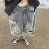 Shorts Jeans Rasgados Masculinos Verão Fino Casual Calças de Mendigo High Street Ins Marca Popular Shorts Soltos