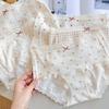 9250 Calça Cheia Leite Suave 10A Algodão Antibacteriano Floral Creme Calças Comprimento Extra Baixo Gancho Categoria de Roupa Íntima Feminina a