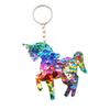 Llavero de unicornio con lentejuelas llavero de pony de lentejuelas reflectantes de doble cara colgante para bolso de dama Accesorios Venta al por mayor