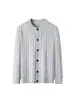 Yingao2026 nuevo cárdigan de otoño e invierno para hombre estilo old money cuello redondo rayas retro suéter abrigo moderno para mediana edad