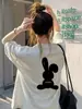 Tamanho Europeu TransfronteiriçoVerão Feminino Retrô Camiseta com Estampa de Coelho Unissex Algodão Respirável Manga Curta Estilo de Rua
