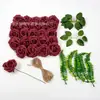Rosa Popular Artificial de Espuma de Polietileno Transfronterizo con Palo, Accesorios de Hoja de Hierba Acuática, Arreglo Floral DIY, Decoración del Hogar