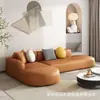 Sofá rinconero grande para sala de estar con forma única, chaise longue con forma de arco redondeado, sofá de cuero suave de algodón afelpado relleno de plumón