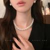 Collar de perlas con costuras de circonita de súper hada, diseño de Corea del Sur, sentido de nicho, cadena de borlas larga simple, cadena de clavícula de moda