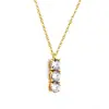 Collar de Acero de Titanio Chapado en Oro Real con Circonita Redonda Microincrustada, Cadena Elegante Ins para Clavícula para Mujer, Collar Deslumbrante Chapado en Oro de Nicho