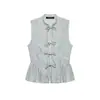 Z Estilo Europeo Transfronterizo 2026 Nueva Moda Elegante Decoración de Lazo para Mujer Top Rayado de Color Metálico 4015805