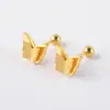 Joyería de perforación nueva transfronteriza moda simple acero inoxidable Pendientes de mujer populares en Europa y América pendientes de mariposa dorada al por mayor