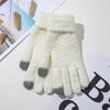 Guantes Cálidos de Otoño e Invierno en Stock Transfronterizos, de Jacquard de Piña de Moda Compatibles con Pantalla Táctil, Guantes de Lana Tejidos para Ciclismo, Color Sólido