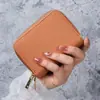 Ins Nova Bolsa de Cartão de Dupla Camada Feminina PU Couro Zipper ID Bolsa Carteira de Motorista de Grande Capacidade para Mulheres