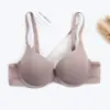 Sutiã sem costura brilhante de fábrica, cor clara, taça B, top sutiã sexy de V profundo para mulheres, lingerie com bojo, primavera e verão