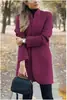 2025 Aliexpress Amazon Ebay Outono e Inverno Novo Casaco de Lã Cor Sólida Gola Alta Moda Europeia e Americana Grande Quantidade em Estoque
