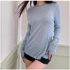 Oferta Especial Verão Seda Gola Redonda Versátil Manga Longa Camiseta para Mulheres, Ultrafina, Respirável, Estilo Relaxado, Moda Casual Seda de Amora