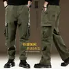 Calça Casual Versátil Moda Jovem Tendência Estilo Workwear Retrô para Uso Externo Multibolsos de Corte Reto para o Dia a Dia