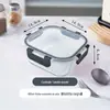 Juego de Fiambrera y Tazón para Sopa de Vidrio, Apto para Microondas, Fiambrera para el Trabajo, Fiambrera de Frutas Bento, Recipiente para Conservar Fresco, Tazón de Vidrio