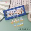 Estilo Chino Clásico Retro Pintura al Óleo Marcapáginas Caja de Regalo Marcapáginas Fijo de Metal Latón Alto Valor Creativo Premio para Estudiante de Primaria
