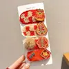 Pinza para el Cabello de Felpa Roja Festiva para Nochevieja, Flequillo Despeinado Lateral para la Frente de Mujer, Pinza Bb, Accesorios para el Cabello de Otoño e Invierno, Accesorios para la Cabeza