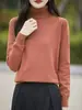 Suéter de Punto Fino Suave para Mujer, Jersey de Cuello Alto 100% Algodón Puro, Manga Larga, Holgado, Casual, Base