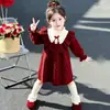 2026 Novo Estilo Outono Vestido de Tricô de Bolinhas para Meninas Vestido de Primeiro Aniversário para Bebês Crianças Cerimônia de Engatinhar Roupas Infantis