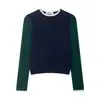 Roupas Femininas Transfronteiriças Outono Novo Atacado Estilo Europeu e Americano Moderno Elegante Versátil Cor Contrastante Malhas 5536156