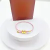 Fivela em Forma de I Dourada Rígida 3D Galvanizada a Cobre com Corda de Aço Pulseira de Mão Ajustável à Prova d'Água e Suor Pronta para Venda