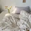 Algodón Lavado Ropa de Cama Sábanas para Cama Juego de Funda Nórdica de Cuatro Piezas Juego de Cama Individual y Doble para Dormitorio de Estudiantes Juego de Tres Piezas para Todas las Estaciones
