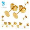 Pin para oreja de cabeza plana de acero inoxidable 3-12 mm piezas soporte para oreja de acero inoxidable pin para oreja soporte plano aretes DIY Accesorios Venta al por mayor