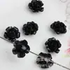 Laca Color Coral Polvo para Tallado Compactado Polvo de Concha Estéreo Flor Prensada Agujero Recto Flor de Rosa con Perlas Accesorios para Joyería DIY