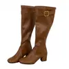 Botas largas para mujer 2026 otoño e invierno nuevo estilo vintage con hebilla de cinturón, tacón grueso, botas de caña alta con cremallera trasera, botas de montar ajustadas