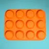 Forma de Bolo para Assar com 12 Cavidades, Forma de Gelatina, Forma de Macaron, Forma de Bolo Redonda de Silicone Doméstica, Pode ir ao Forno