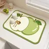Tapete para Encimera de Cocina, Tapete Drenante de Agua, Absorbente de Agua, Secado Rápido, Posavasos Antideslizante, Manteles Individuales Aislantes del Calor, Tapete de Mesa de Tierra de Diatomeas con Patrón de Frutas