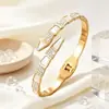 Pulsera de Nácar de Lujo con Forma de Serpiente para Mujer, Incrustada con Diamantes, Brazalete Abierto de Resorte, Acero de Titanio de Alta Gama, Joyería que No se Desvanece