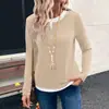 Otoño 2026 Nuevo Amazon Europeo y Americano TK Camiseta Casual de Moda de Manga Larga para Mujer con Cuello Redondo Falso Dos Piezas con Empalme