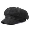 Nuevo sombrero octogonal de mezclilla con gran circunferencia de cabeza, sombrero de pintor, boina retro, otoño e invierno, sombrero para el sol pequeño con aspecto de rostro versátil para mujer