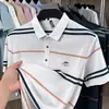 Camiseta Masculina de Manga Curta para Homens de Meia-Idade Novo Estilo Verão Casual para Pais Camisa Polo Listrada Tops de Verão para Homens de Meia-Idade e Idosos