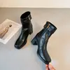 ¡En stock! Botines de plataforma de tacón alto con punta cuadrada para mujer, versátiles y elegantes, perfectos como botas estilo Martin, ligeros y lujosos, con tacón grueso y efecto adelgazante