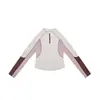 Camiseta Deportiva de Manga Larga con Media Cremallera de Secado Rápido Serie Montaña Rumeng para Mujer, Nuevo Top Deportivo Ajustado con Bloques de Color Primavera/Verano